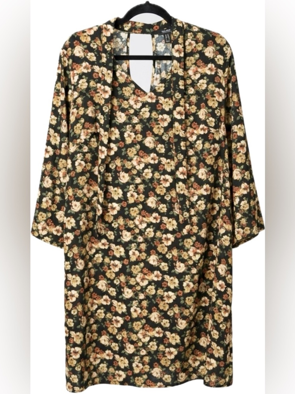 Du Jour Black Floral Blouse with Pink, Yellow, Orange and Green Flowers - Picture 3 of 5